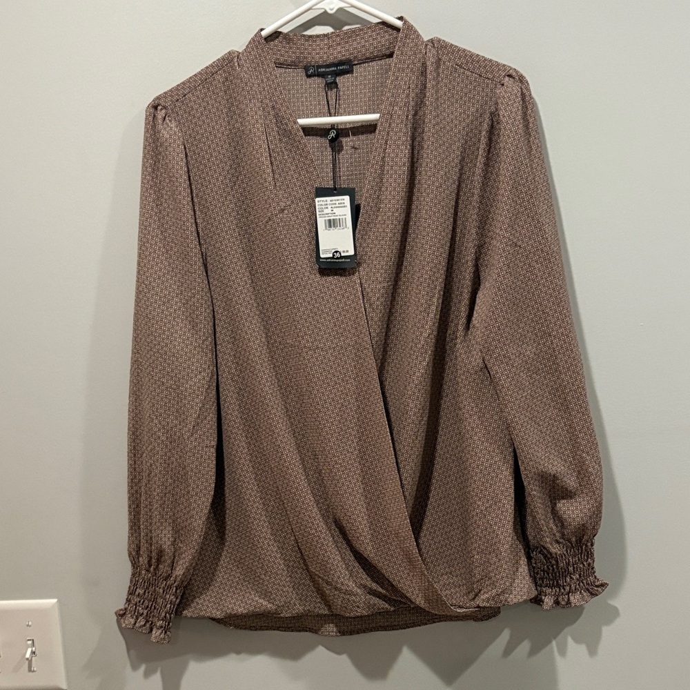 Adrianna Papell Brown Patterned Blouse